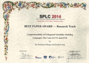 SPLC14 best paper award